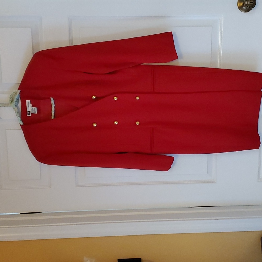 Wool dress with brass buttons fully lined size 8 by Morgan Taylor 100 % wool